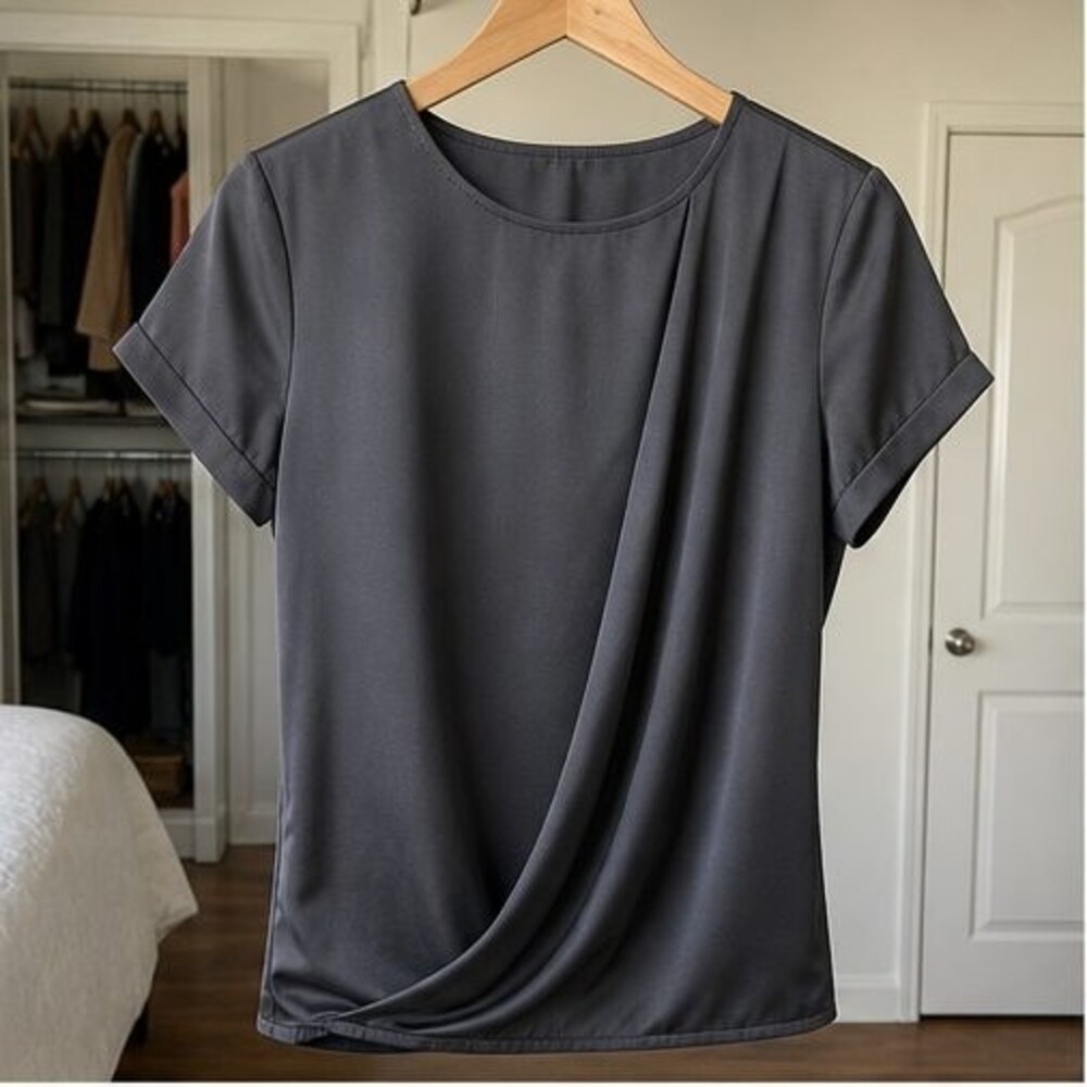 Charcoal Smocked Top
